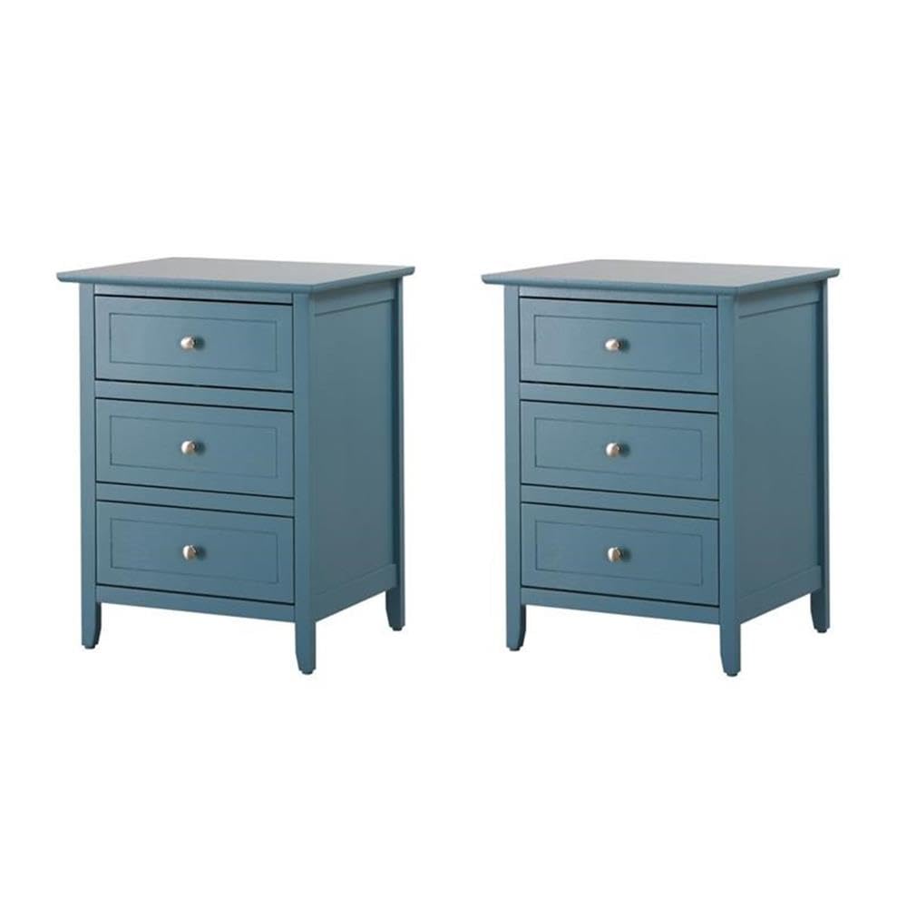 Set of 2 Engineered Wood 3-Drawer Nightstands B27347
