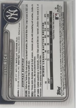 2024 Bowman Chrome Ben Rice Mega Box Mojo Refractor MLB Baseball Trading RC Rookie Card #BCP186 L84651