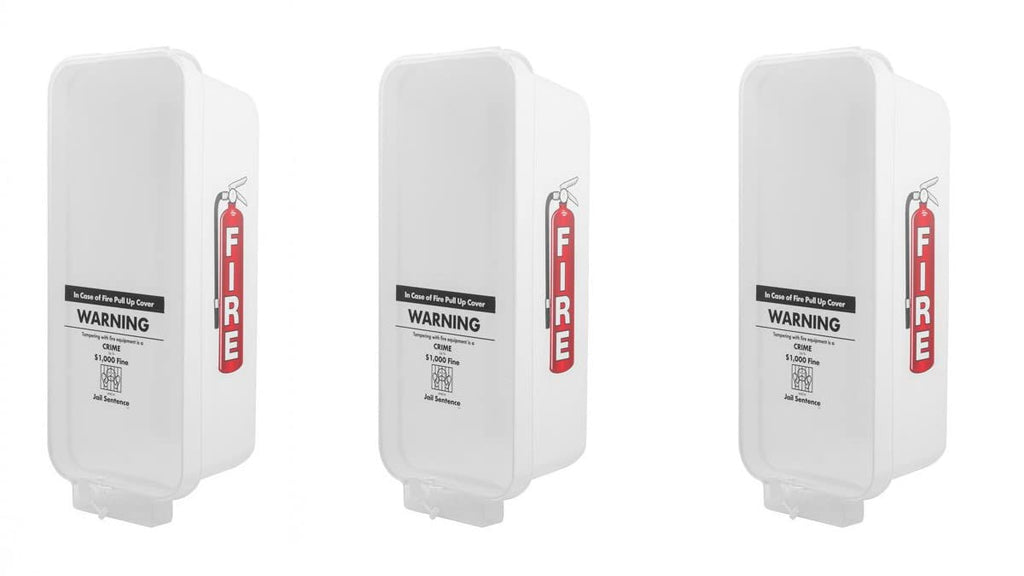 3 Pack White Wall-Mounted Fire Extinguisher Cabinet with Clear Pull-Cover D551