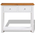 Solid Oak Wood Console Table with Drawers and Shelf S593439