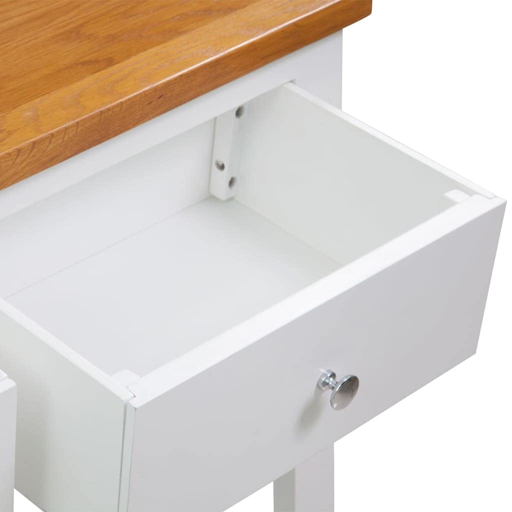 Solid Oak Wood Console Table with Drawers and Shelf S593439