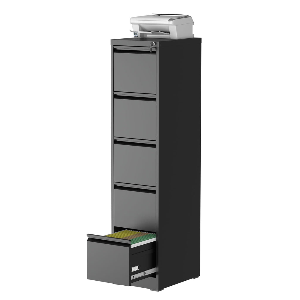 5 Drawer Black Filing Cabinet with Lock Y8380