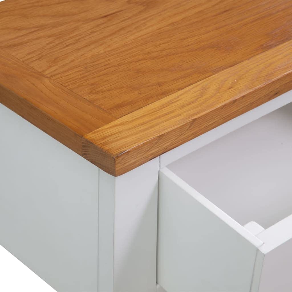 Solid Oak Wood Console Table with Drawers and Shelf S593439