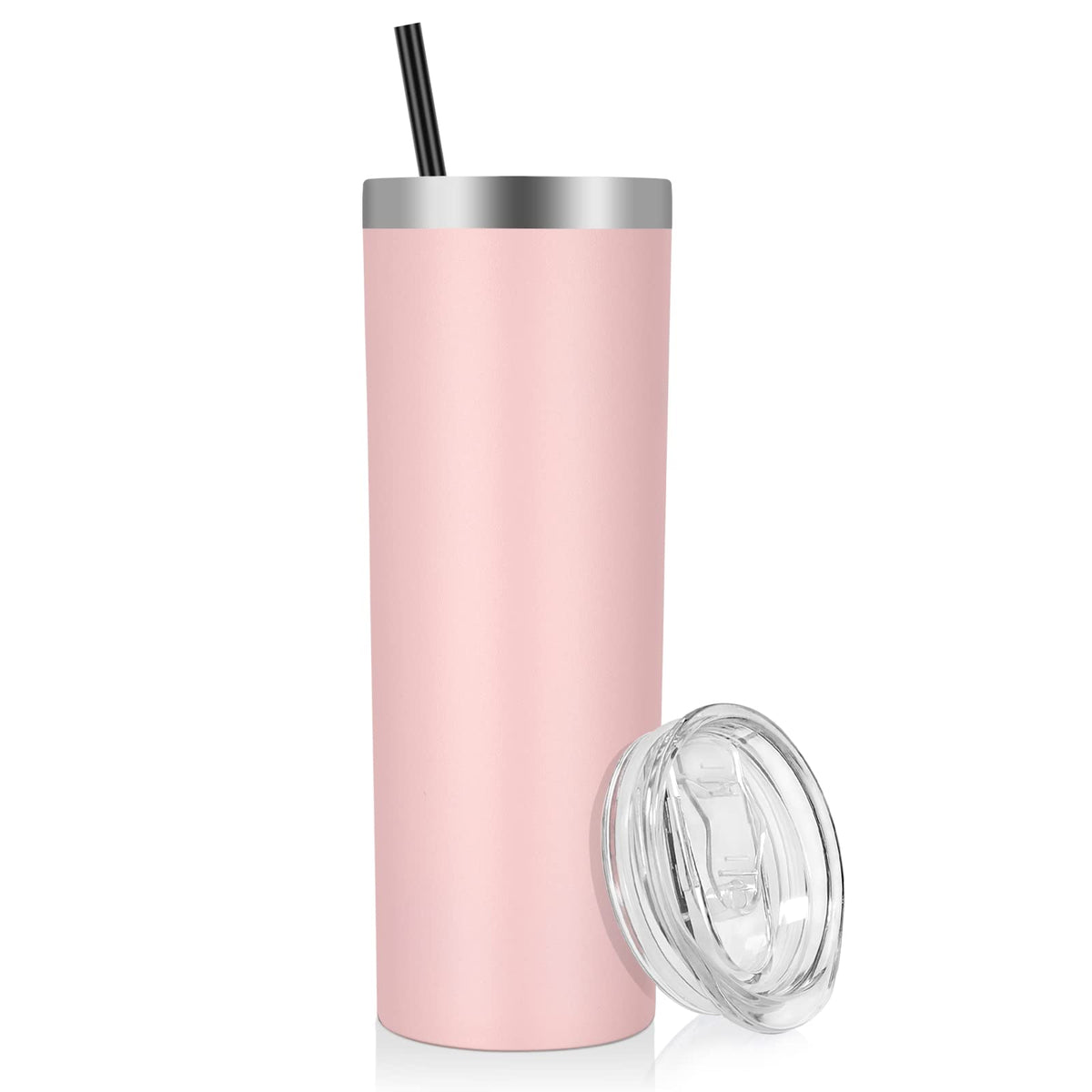 20 oz Stainless Steel Insulated Tumbler with Lid and Straw E758431