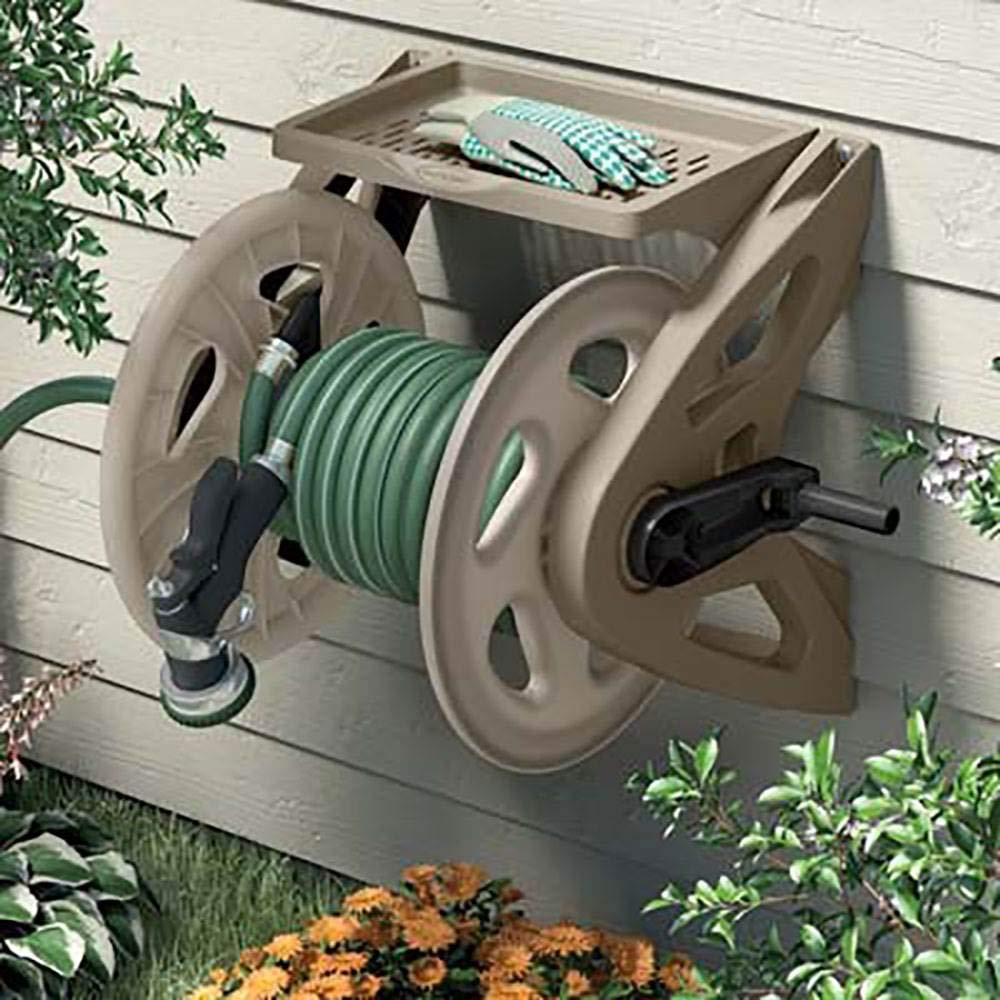 Hard Plastic Wall Mounted Retractable Garden Hose Reel with 200 Feet Hose Capacity S2047