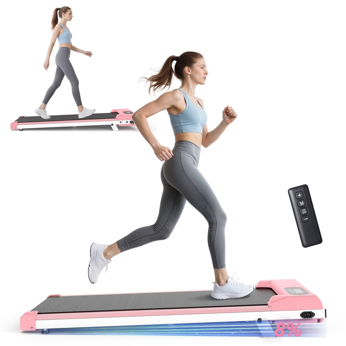 Pink 3 in 1 Portable Walking Pad Treadmill G62785