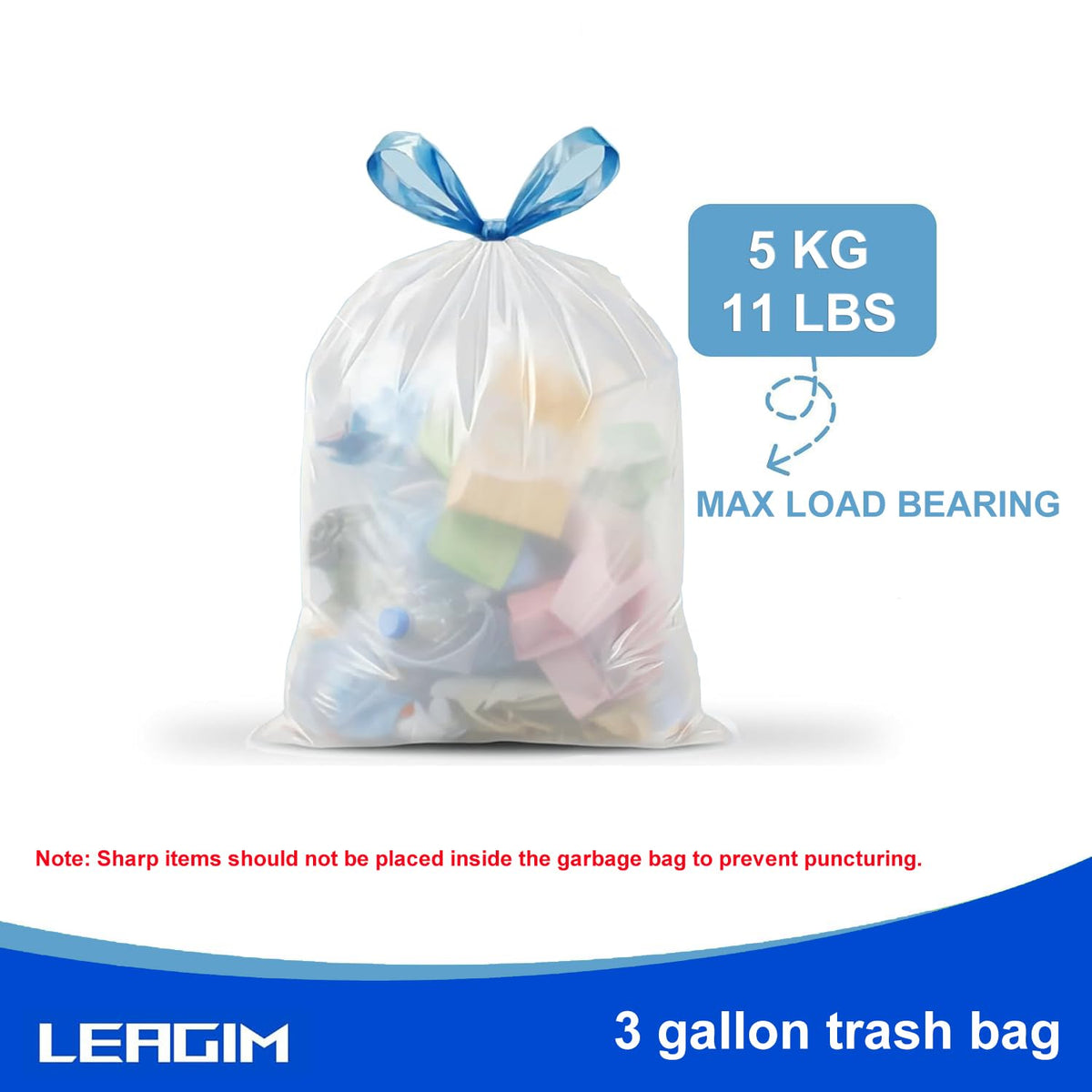 3 Gallon 360 Count 1.2 Mil Drawstring White Plastic Trash Bags V575757