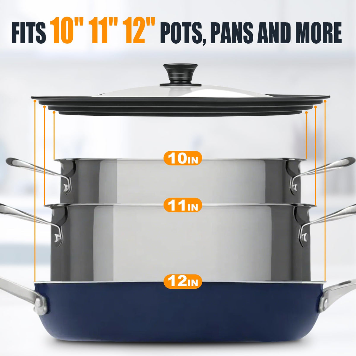 Tempered Glass Universal Lid for Pots, Pans and Skillets B7269