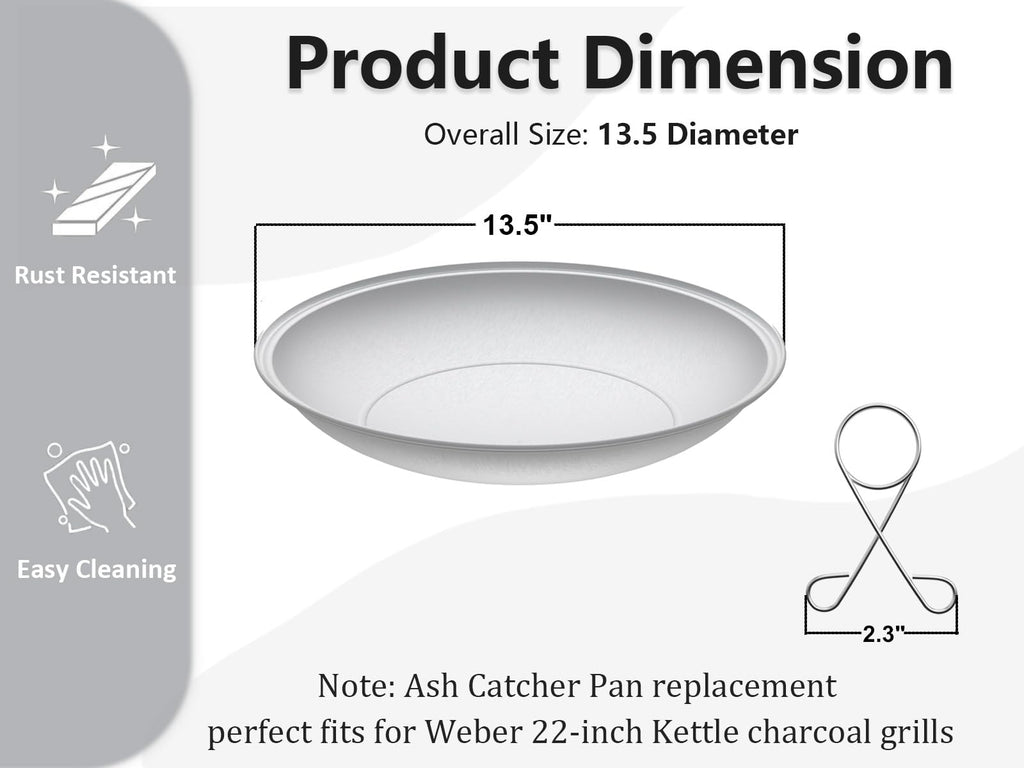Silver Ash Catcher Pan for 22-inch Kettle Charcoal Grills I97521