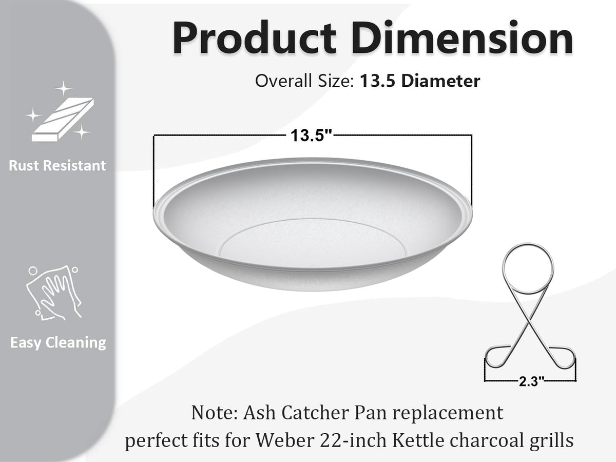 Silver Ash Catcher Pan for 22-inch Kettle Charcoal Grills I97521