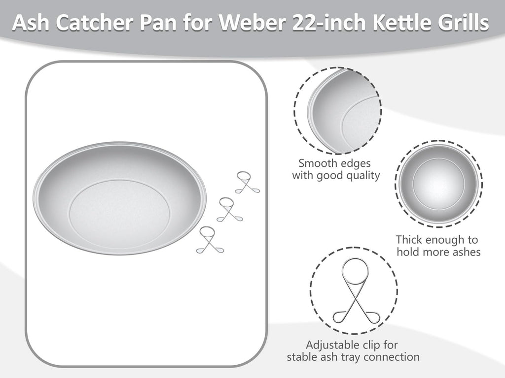 Silver Ash Catcher Pan for 22-inch Kettle Charcoal Grills I97521