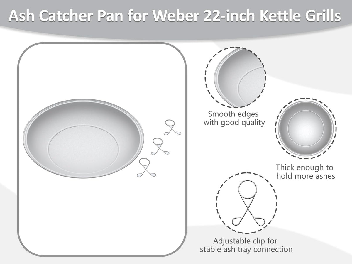 Silver Ash Catcher Pan for 22-inch Kettle Charcoal Grills I97521