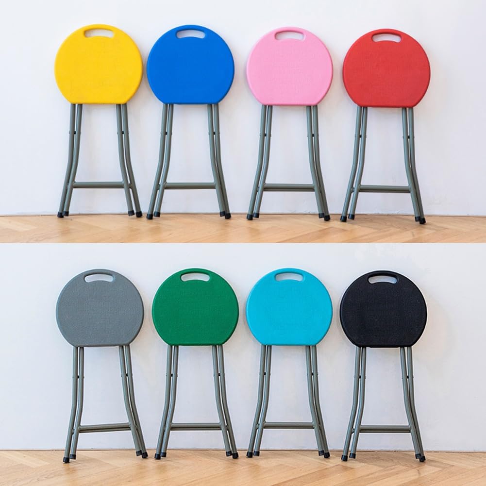 18 Inch Portable Folding Stool with Handle, 500lbs Capacity Round Plastic Chair Q75292