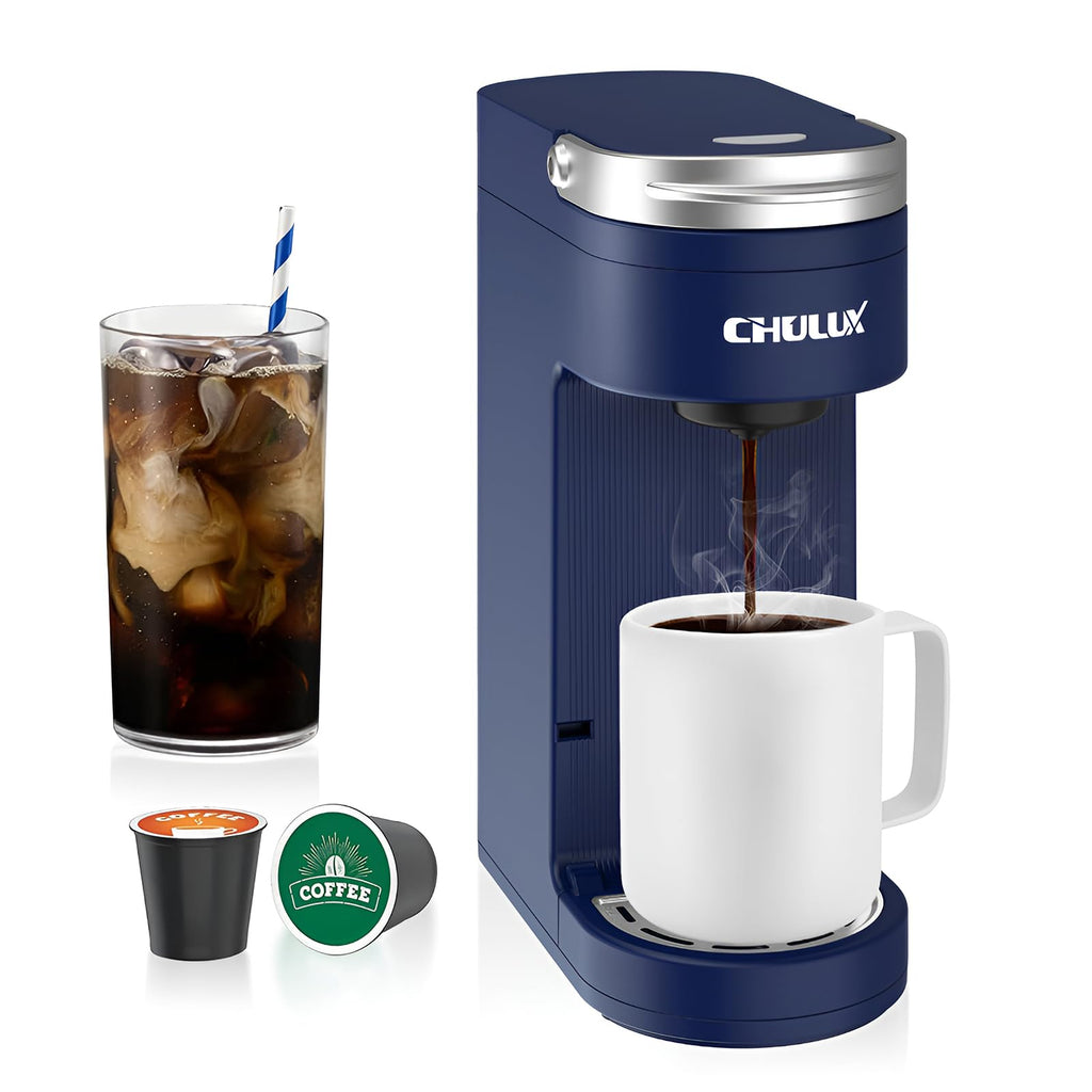 Slim Single Serve Coffee Maker with 6 to 12oz Brew Sizes, Navy Blue U508