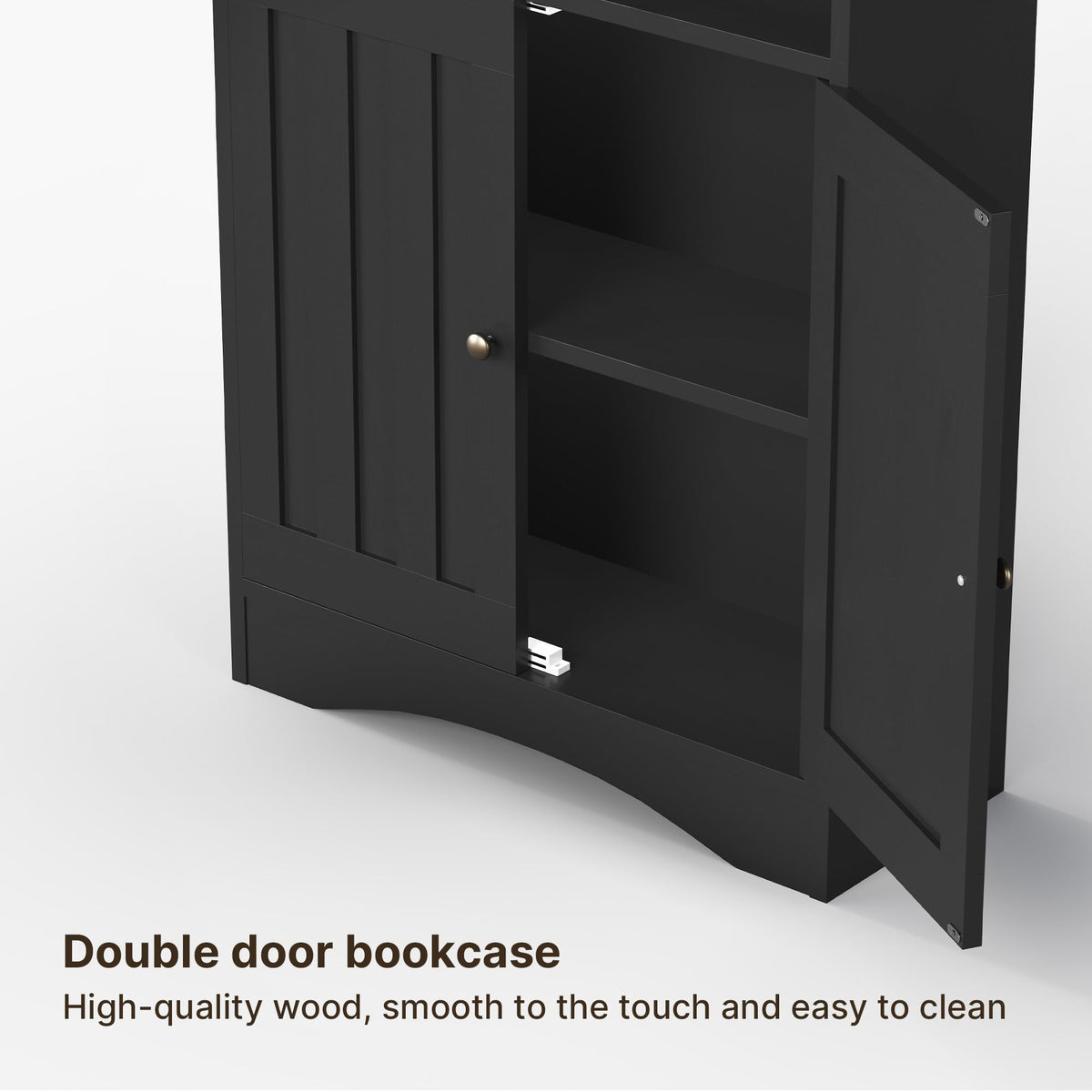 71''H 6-Shelf Black Bookcase with Doors B22513