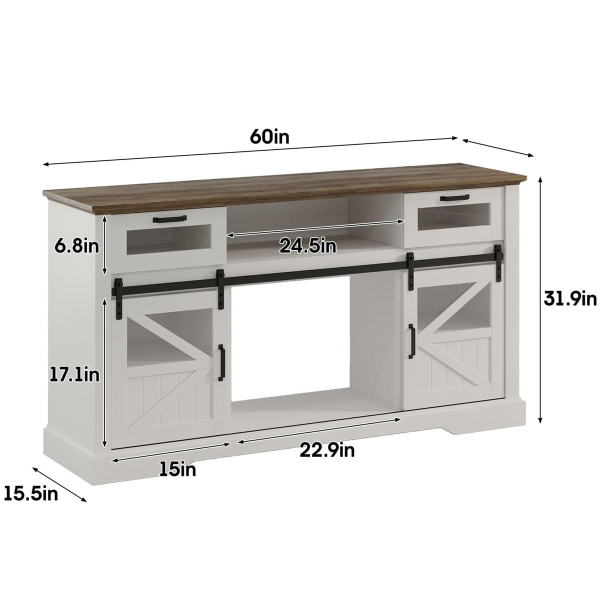 TV Stand with Storage Cabinet and Sliding Barn Doors F3343