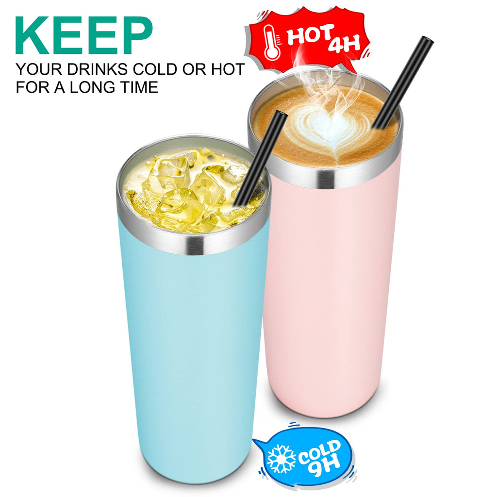 20 oz Stainless Steel Insulated Tumbler with Lid and Straw E758431