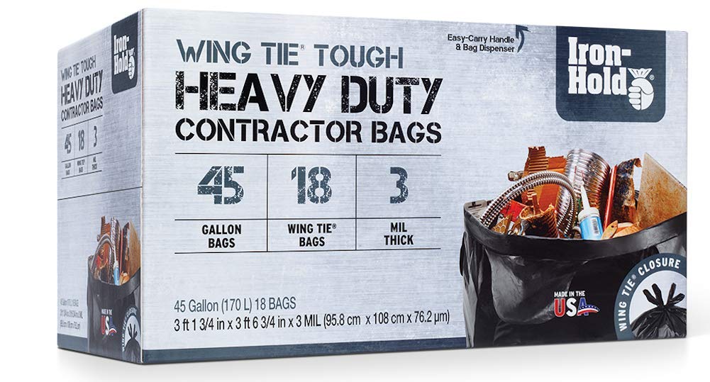 45 Gallon 18 Bags Black Heavy Duty Trash Bags H101
