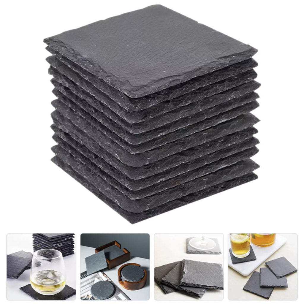 Natural Stone Coasters Set 12pcs with Non Slip Bottom R638239