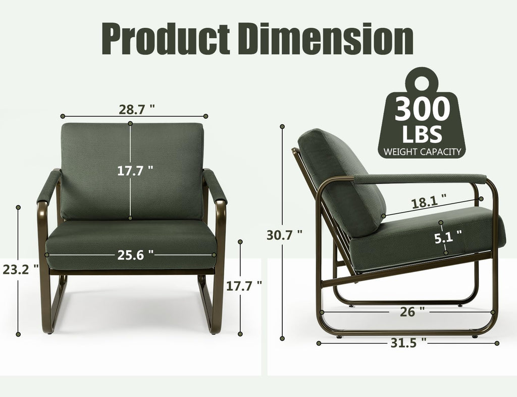 Set of 2 Green Fabric Accent Chair S3701