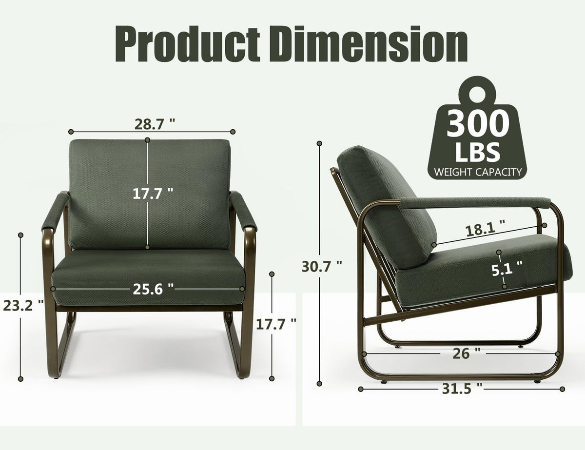 Set of 2 Green Fabric Accent Chair S3701