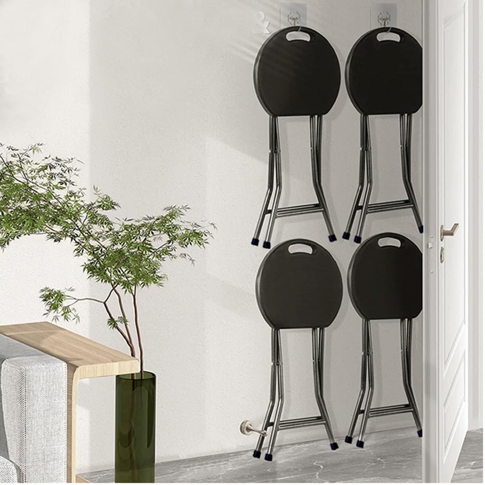 18 Inch Portable Folding Stool with Handle, 500lbs Capacity Round Plastic Chair Q75292