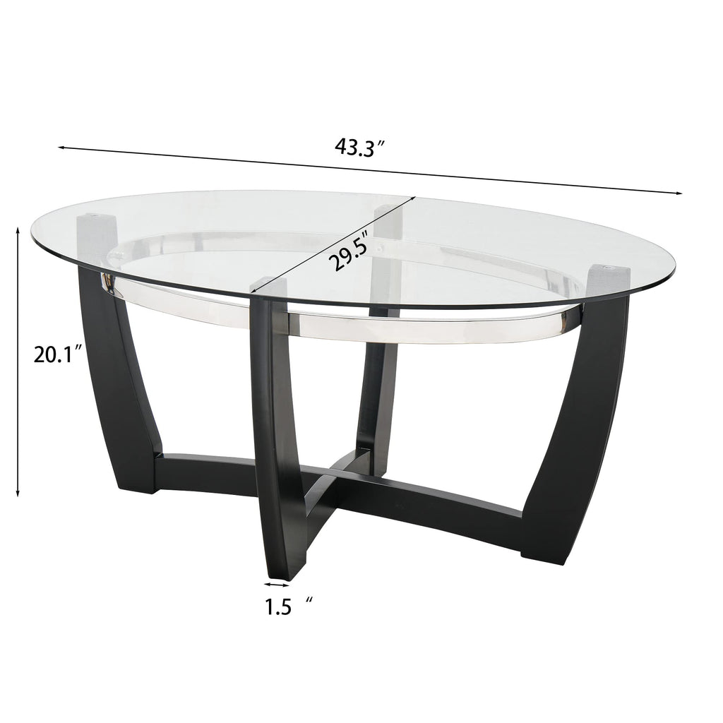 Oval Wood Glass Coffee Table M753