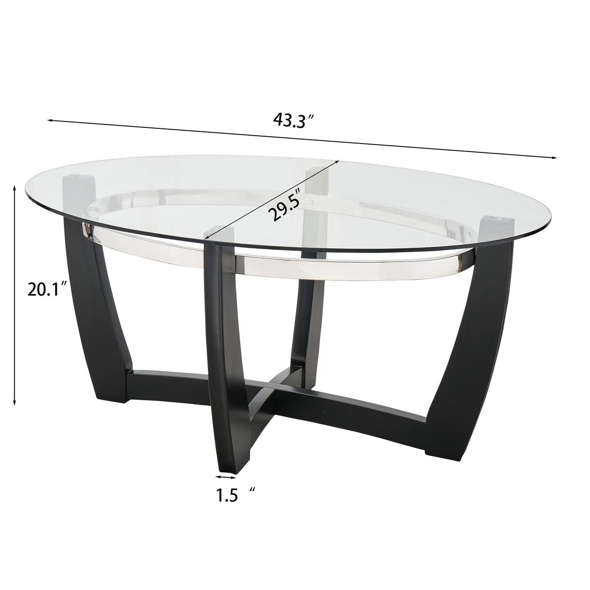 Oval Wood Glass Coffee Table M753