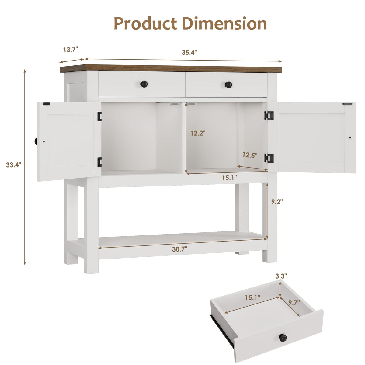 White Console Table with Storage J3929