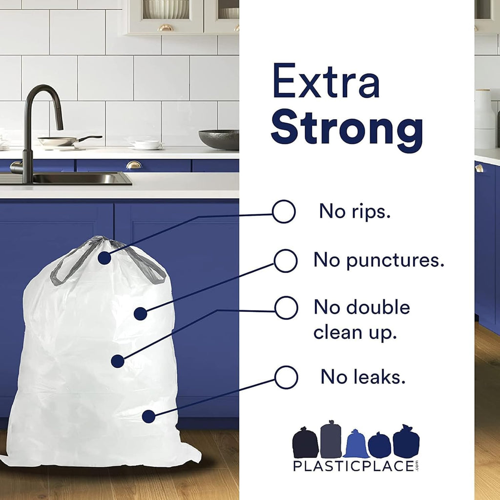 White 8-9 Gallon Drawstring Trash Bags, 100 Count N671390