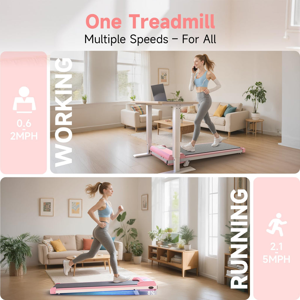 Pink 3 in 1 Portable Walking Pad Treadmill G62785