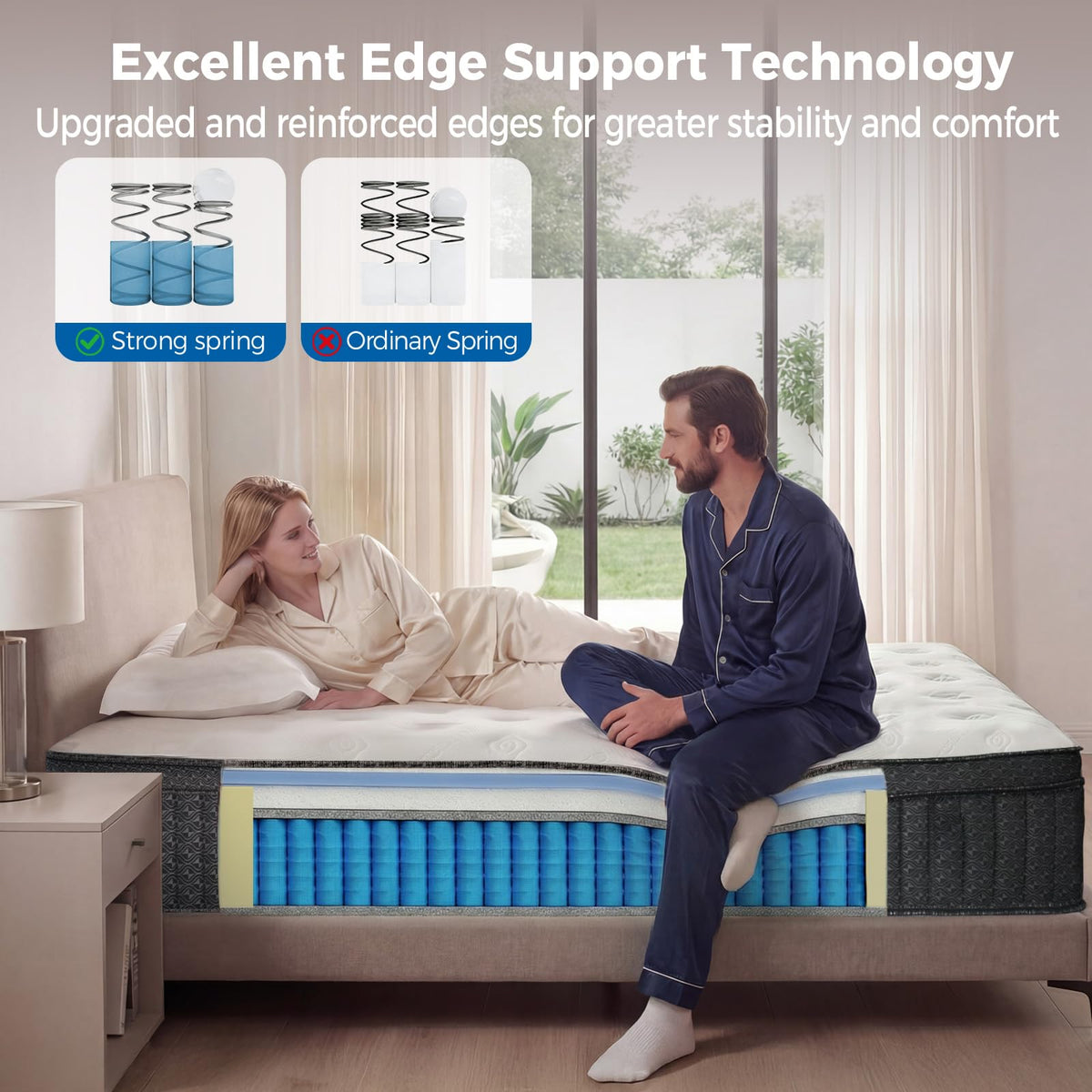 Queen 12 Inch Medium Firm Hybrid Mattress in a Box D113