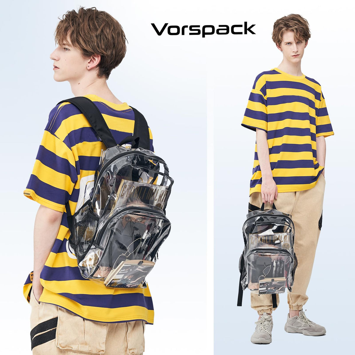 Clear Heavy Duty Black Backpack Y860