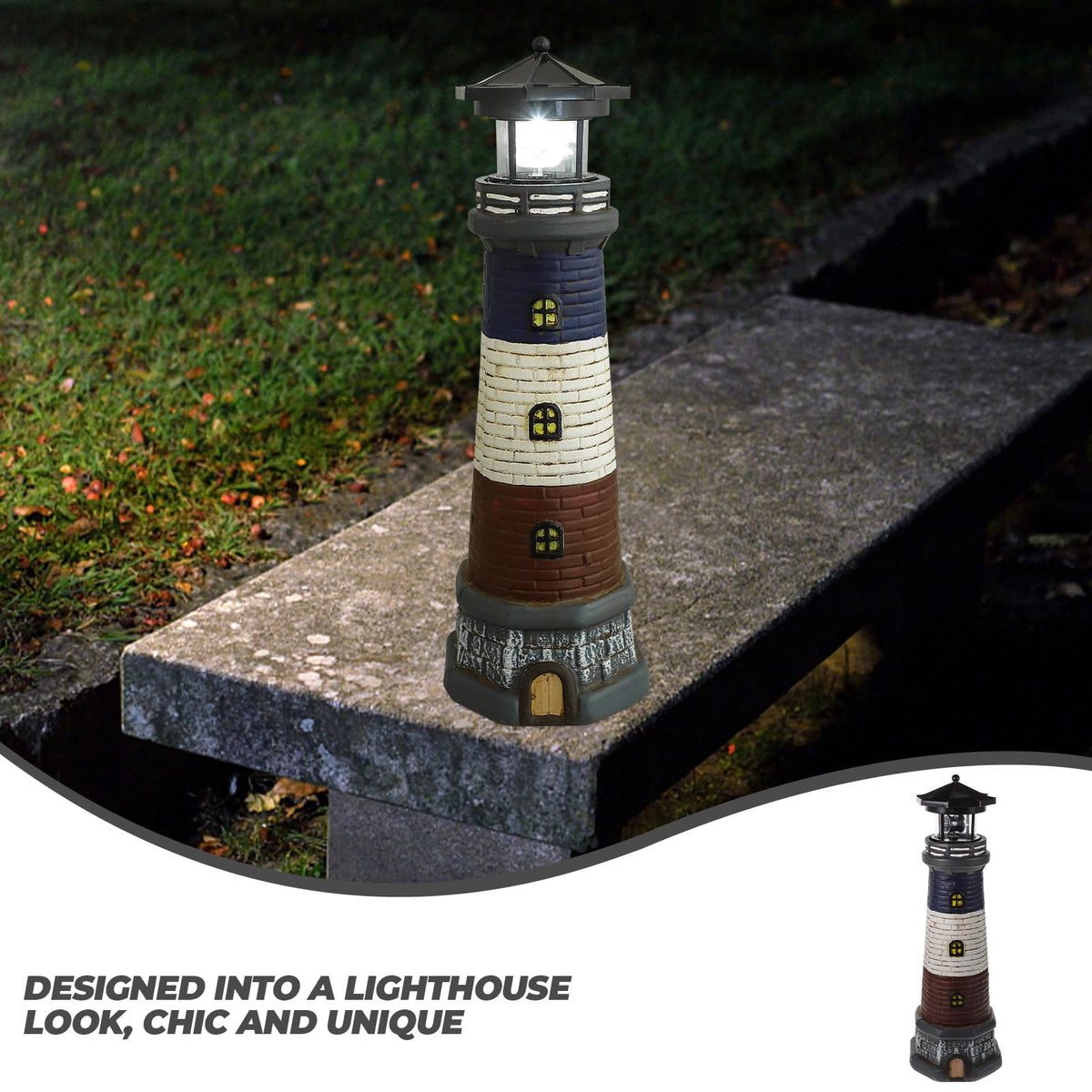 Solar Garden Lighthouse Statue 14.76In Waterproof K45857