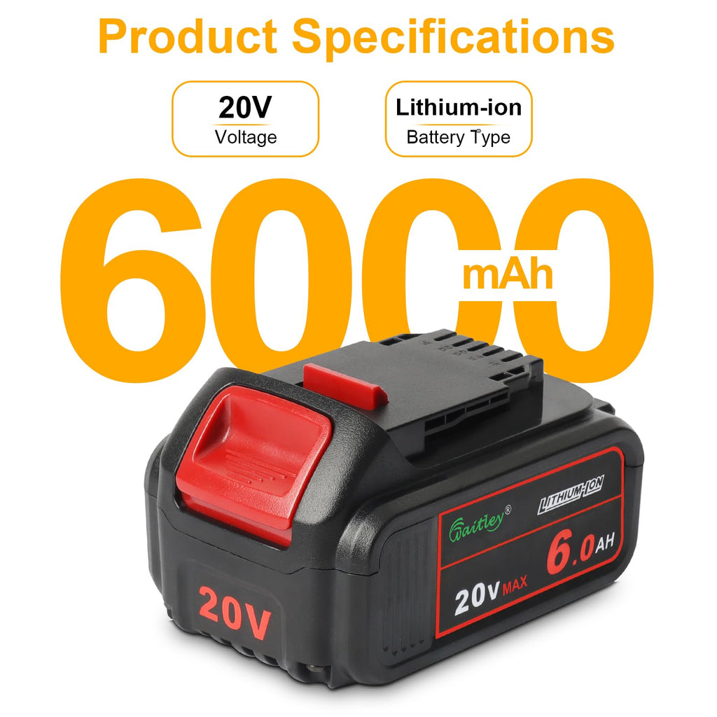 2 Pack 20V 6.0Ah Replacement Battery P484754