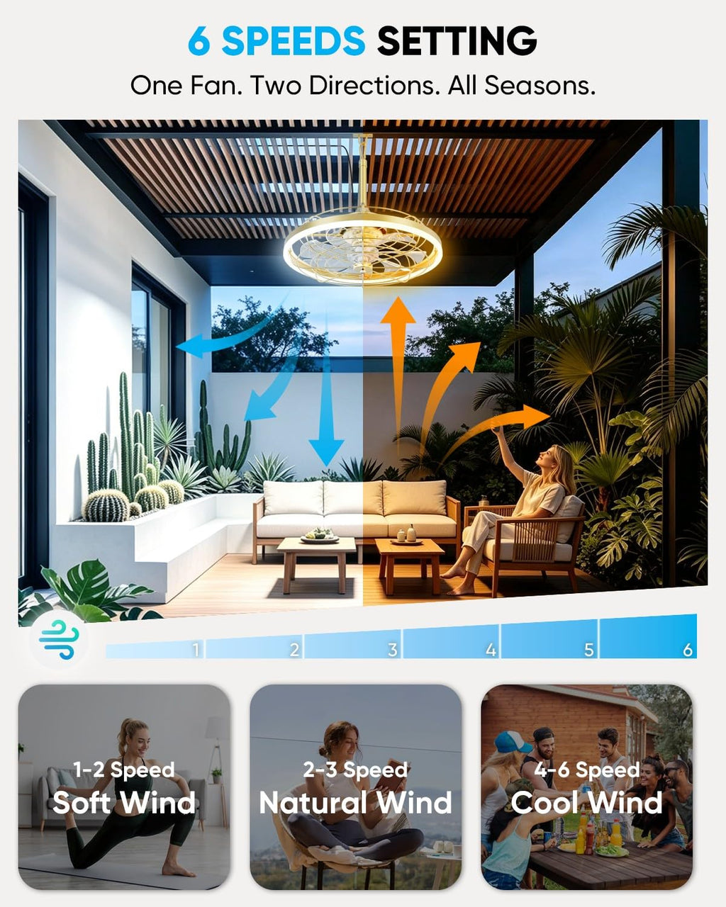 20" Gold Outdoor Ceiling Fan with Light A128495