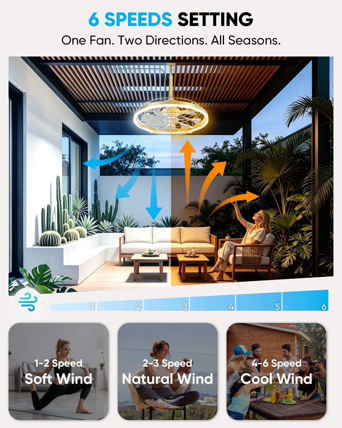 20" Gold Outdoor Ceiling Fan with Light A128495