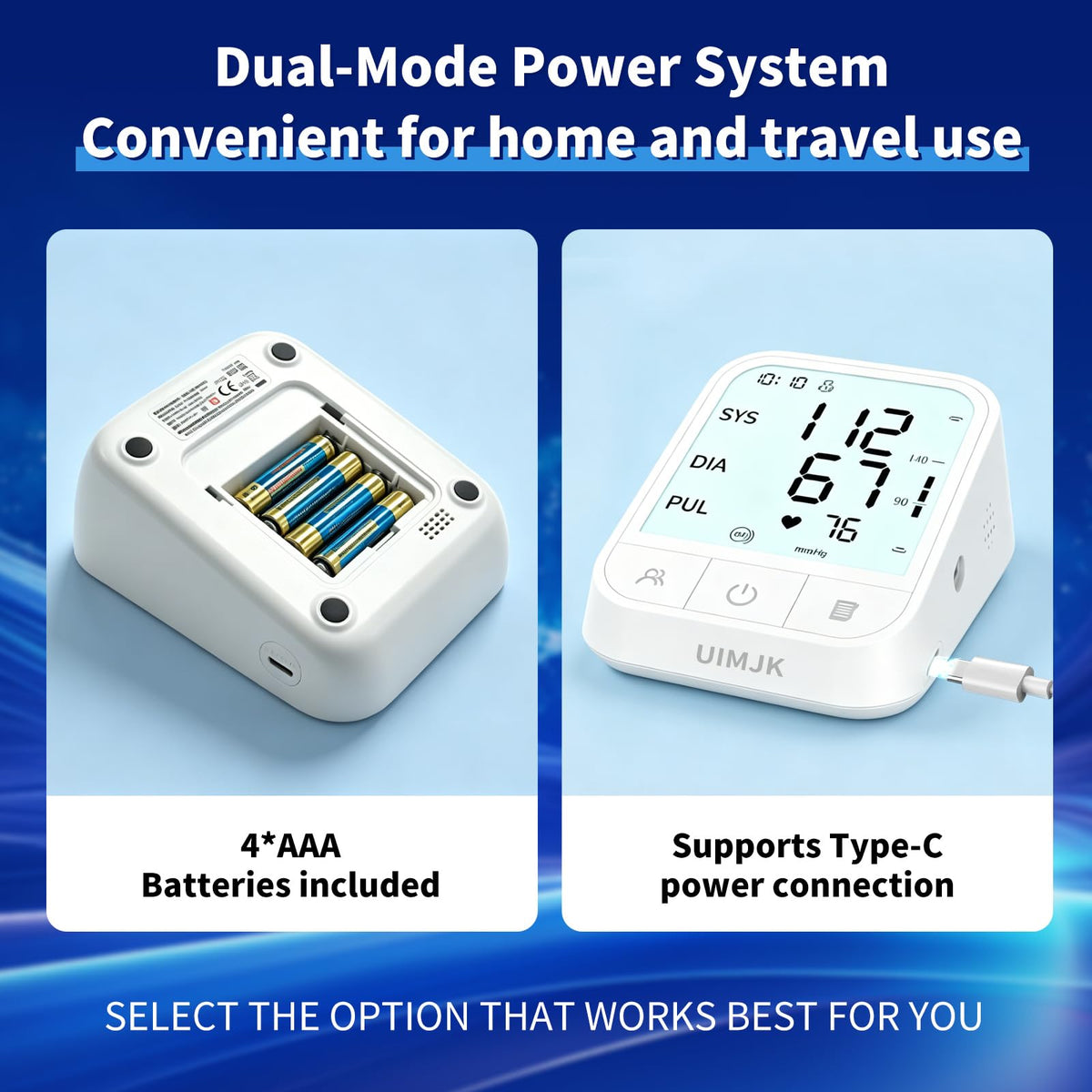 Upper Arm Blood Pressure Monitor, Automatic Digital with Voice Broadcast & Irregular Heartbeat Detection, Backlit LED Display, Adjustable Cuff 8.66-16.5'', 2x99 Memory & Guest Mode, AAA & Type-C G484209
