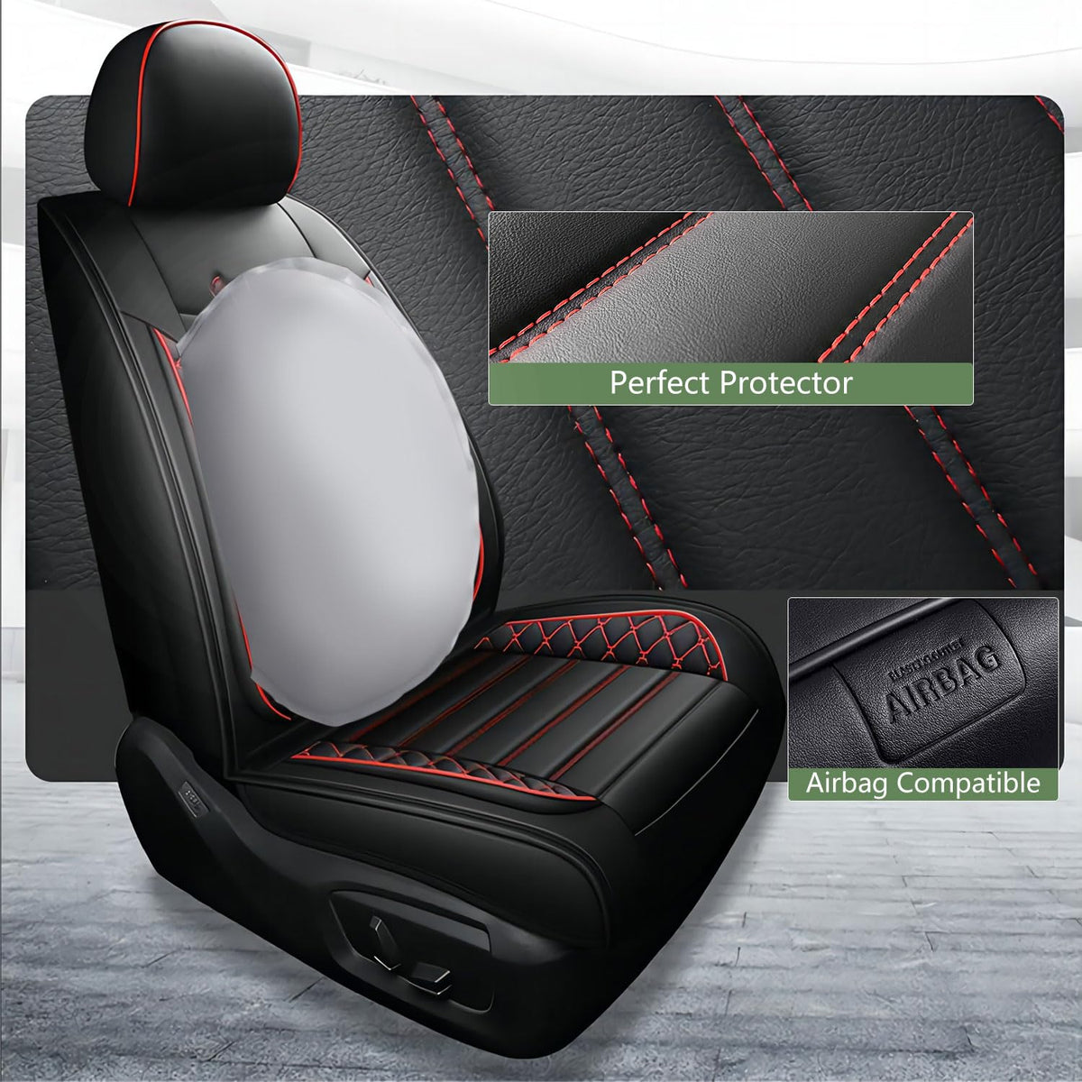 Leather 5-Seat Car Seat Covers Full Set J92038