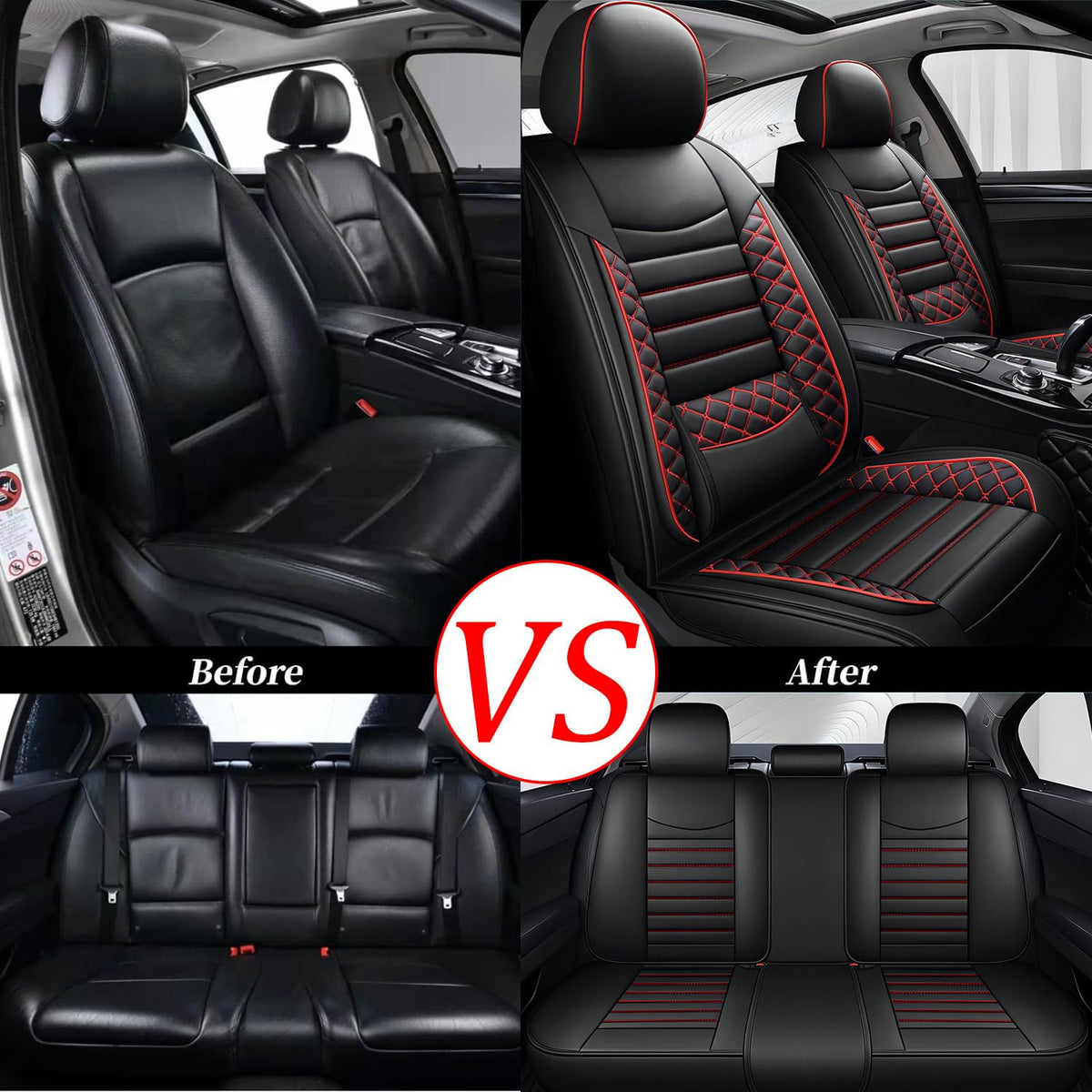 Leather 5-Seat Car Seat Covers Full Set J92038