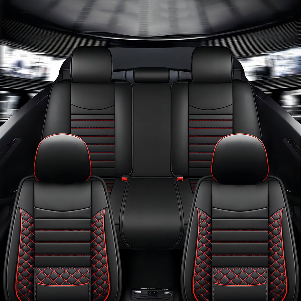 Leather 5-Seat Car Seat Covers Full Set J92038