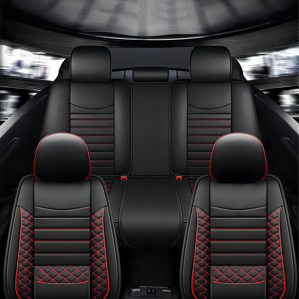 Leather 5-Seat Car Seat Covers Full Set J92038