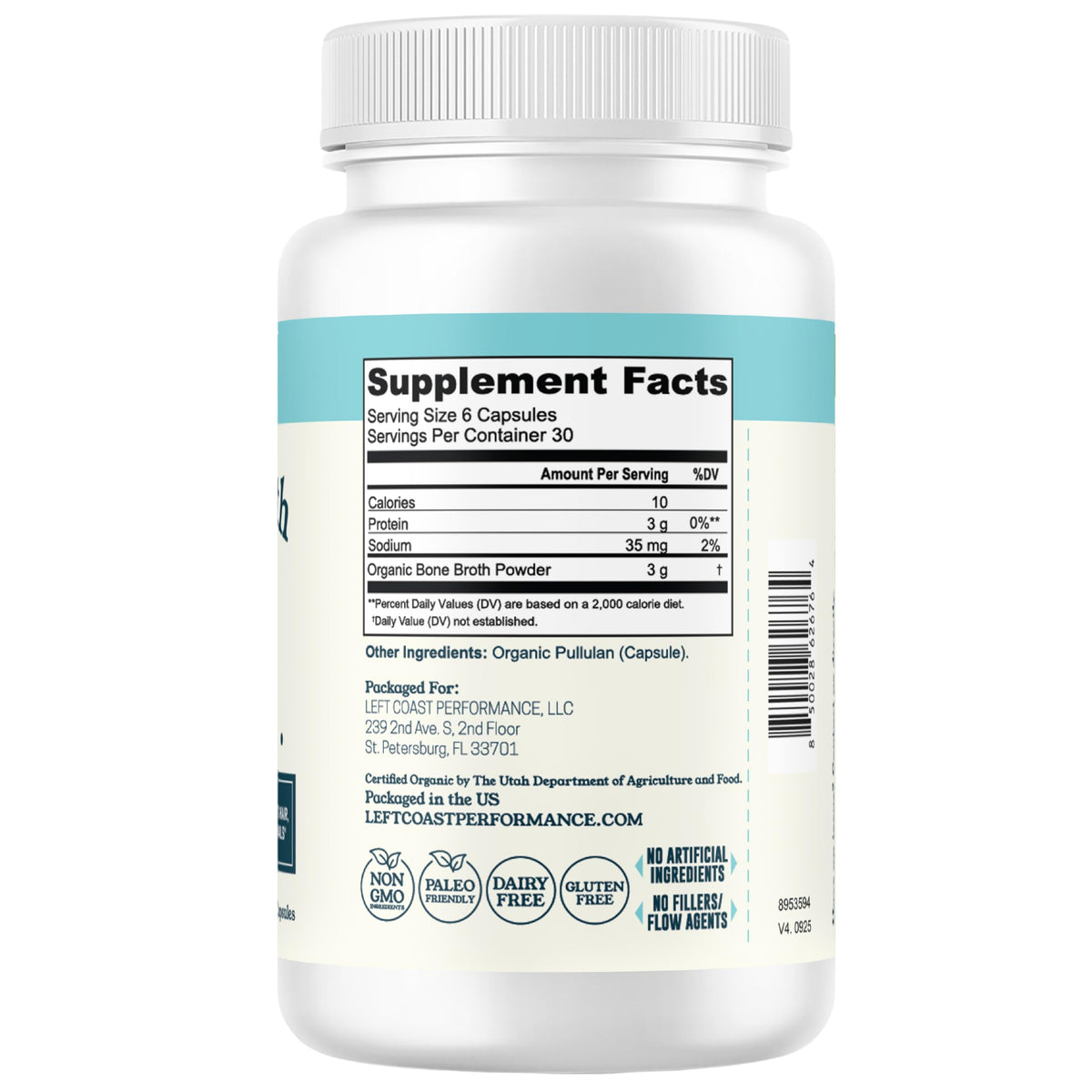 Bone Broth Capsules with Collagen, 180 Capsules S6490