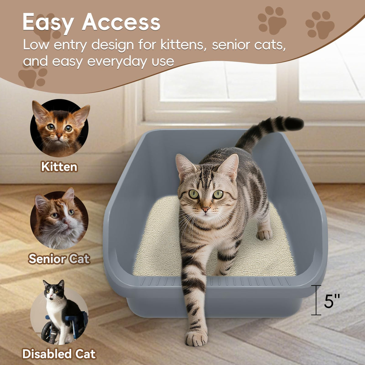 Large High Sided Plastic Cat Litter Box X8832