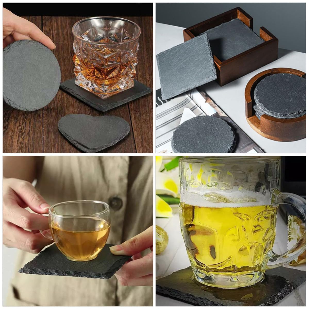 Natural Stone Coasters Set 12pcs with Non Slip Bottom R638239