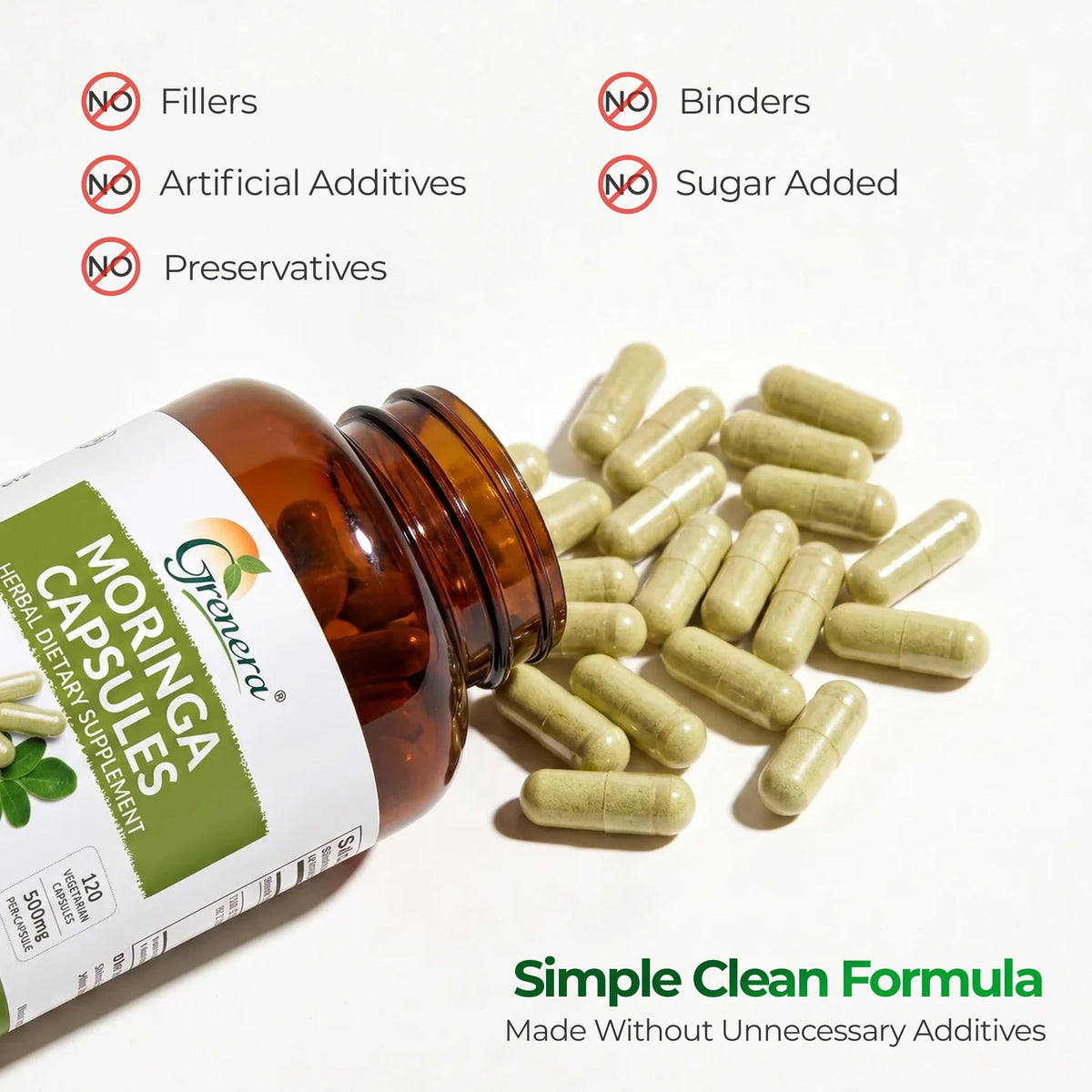 Moringa Capsules 500mg Moringa Oleifera Leaf Powder 120 Count S9017