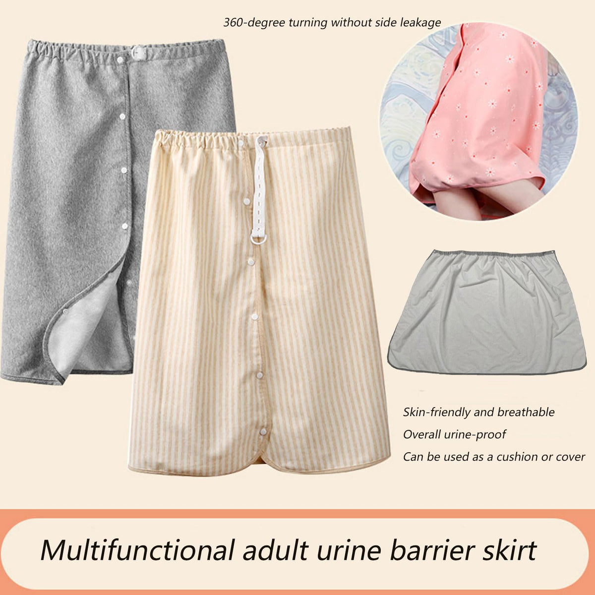 Full Open Waterproof Adjustable Reusable Adult Diaper Skirt O3052