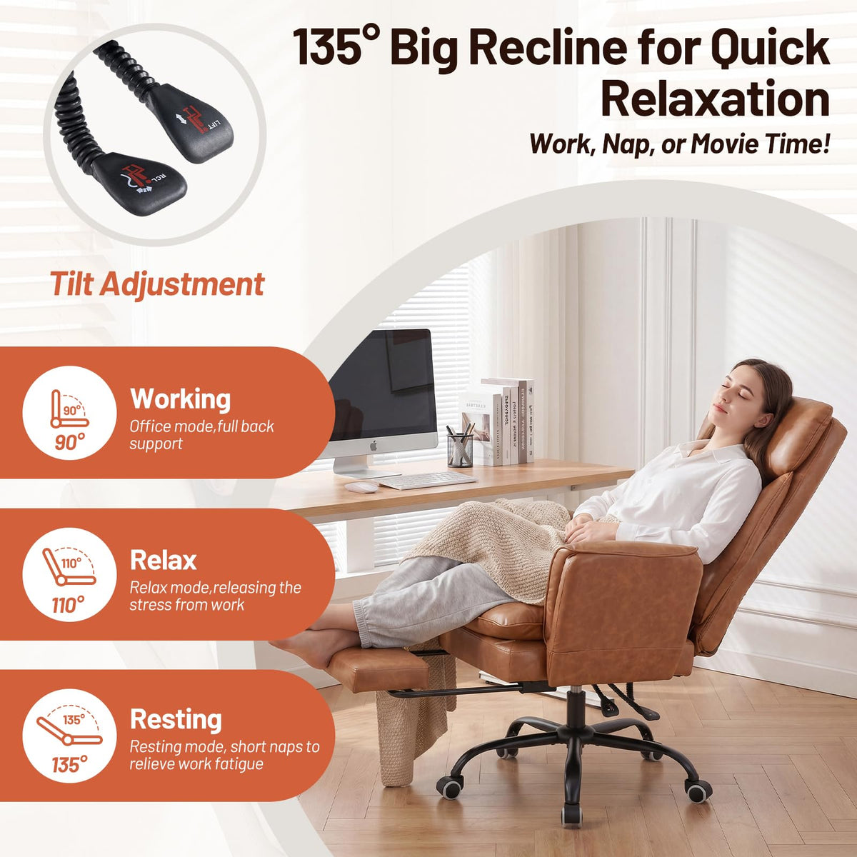 Big and Tall Ergonomic Office Chair with Footrest Q97430