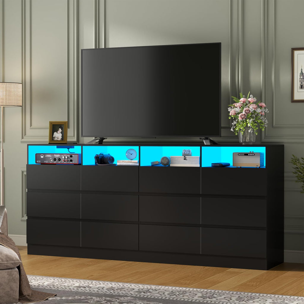6 Drawer Dresser with Power Outlet and LED Lights N484003