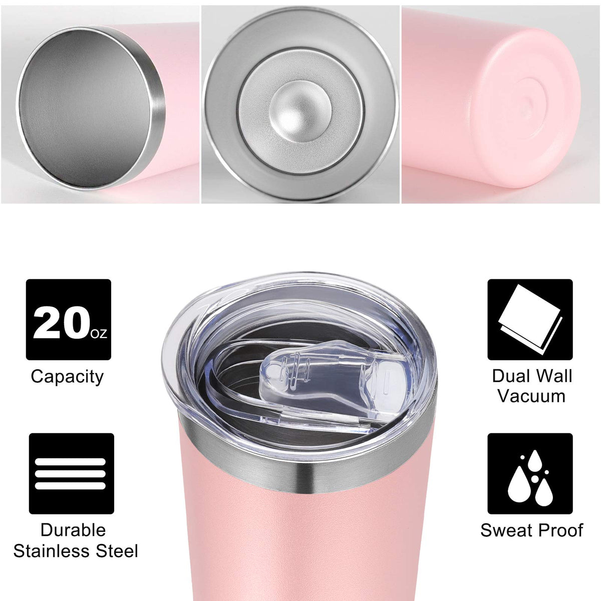 20 oz Stainless Steel Insulated Tumbler with Lid and Straw E758431